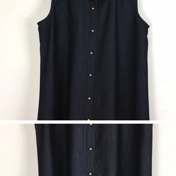 Calvin Klein Denim Flare Button Down Dress - Picture 2 of 3
